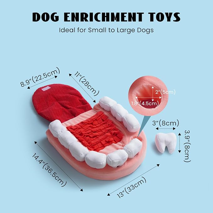 Nocciola Interactive Teeth Dog Toys – Enrichment Puzzle Funny Dog Toy for Small to Large Dogs, Hide and Seek Dog Toys to Keep Dogs Busy (White Teeth)