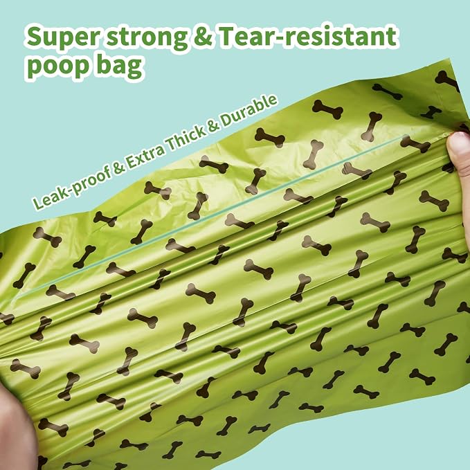 Dog Poop Bags, 24 Rolls/360 Bags with Dispenser, Extra Thick Doggy Poop Bags, Cat Poop Bags, Dog Bag, Pet Waste BagsUnscented, Leak-Proof, Easy Tear-Off