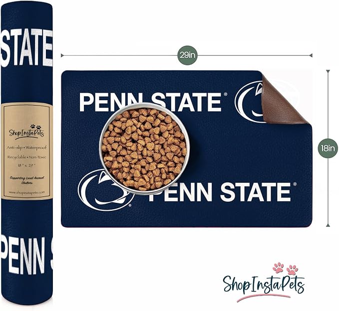 Penn State Nittany Lions Officially Licensed Food and Water Mat for Dogs and Cats | 18" x 29" | Non-Slip | Water-Proof