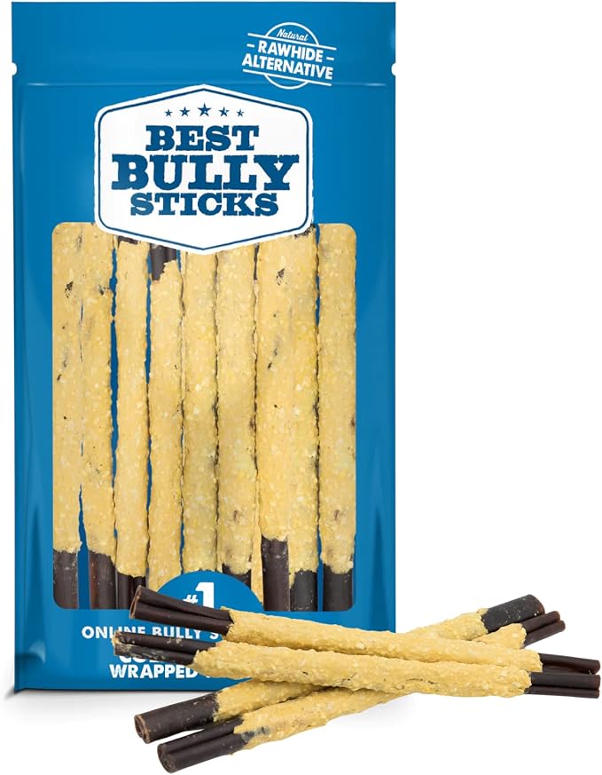 Best Bully Sticks Cheese Wrapped Beef Collagen Sticks - 12 Inch 12 Count (Pack of 1) - Natural, Long-Lasting, Limited Ingredient Treat, Supports Joints, Skin, Coat