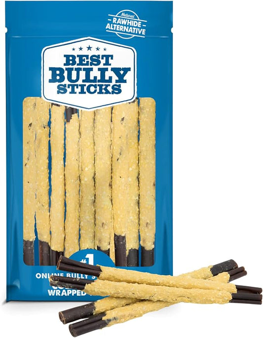 Best Bully Sticks Cheese Wrapped Beef Collagen Sticks - 12 Inch 12 Count (Pack of 1) - Natural, Long-Lasting, Limited Ingredient Treat, Supports Joints, Skin, Coat