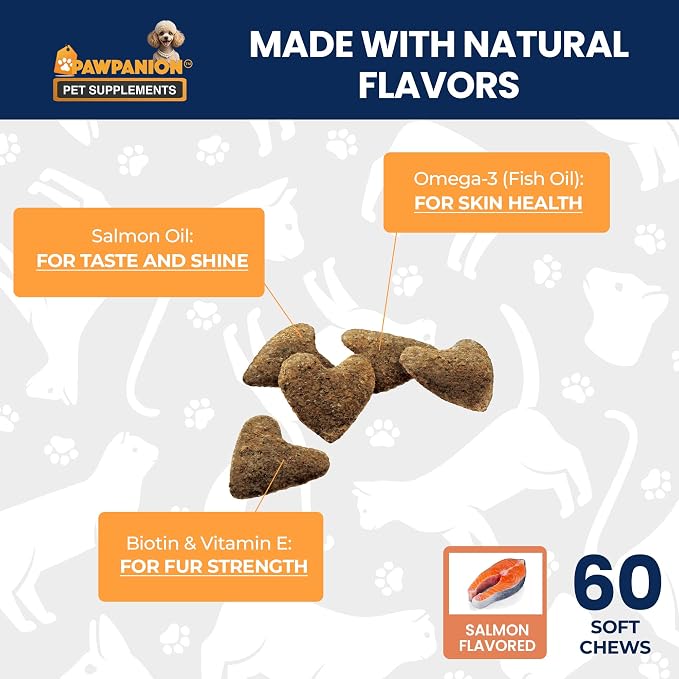 Skin & Coat Soft Chews for Cats Shedding Control 60 Count