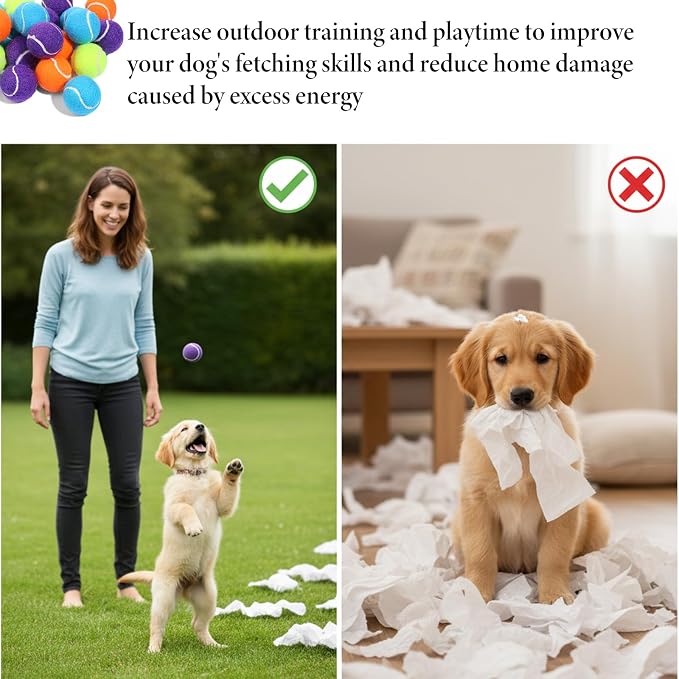 40 Pack Squeaky Mini Tennis Balls for Small Dogs, 1.57'' Interactive Dog Playing Balls, Colorful Easy Catching Dog Playing Fetch Ball, Elastic Puppy Tennis Ball, for Teething, Training, Throwing