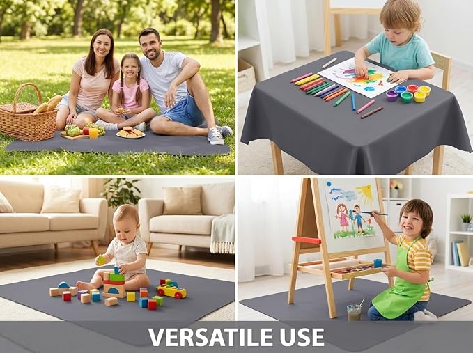 Baby Splat Mat for Under High Chair, 60 x 60 Inch Splash Mat, Waterproof and Washable Spill Mat, Anti-Slip Floor Protector