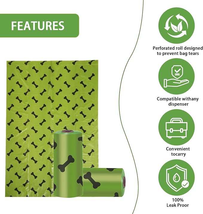 HZDHCLH Poop Bags for Dogs Leak Proof Extra Thick Dog Poop Bags, Green Bones 8 Rolls 9" x 13" Lavender Scented Pet Waste Bag, 120 Count