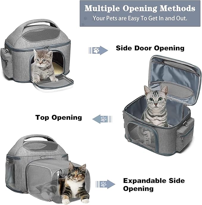 Expandable Pet Travel Bag,Mesh Window and Escape-Proof Buckle, Airline Approved Soft-Sided Pet Travel Carrier for Small Medium Cat
