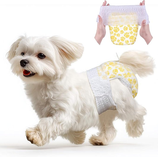 Dono Dog Diapers Female with Stretchy Waist, Disposable Full Wrap Puppy in Heat Period Diapers, 360° Leak-Proof Super Absorbent Doggie for Small Medium Large Dogs-16Pcs