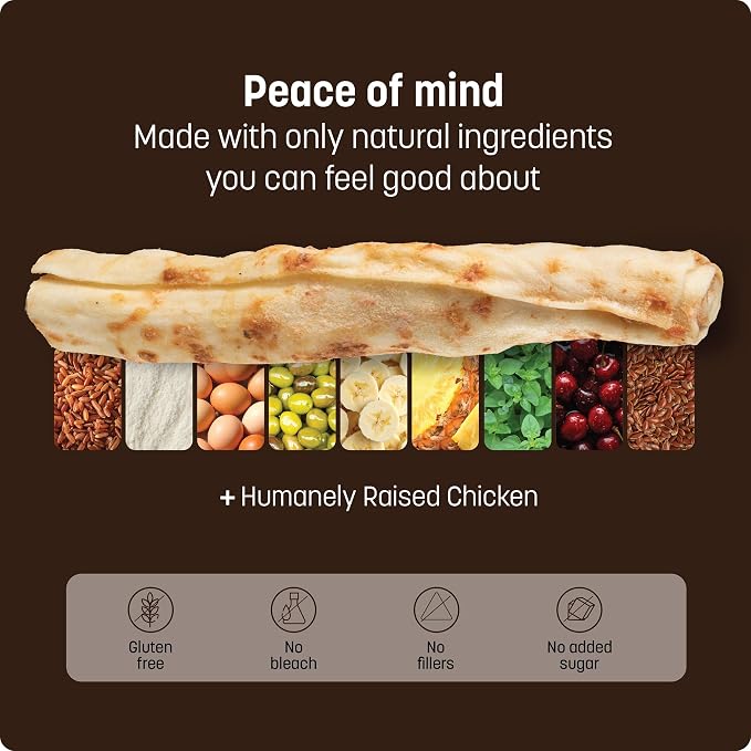 Earth Animal No Hide Chews - Long Lasting Rawhide Free Medium Dog Chews Rolls, Chicken - 3 Count Value Pack