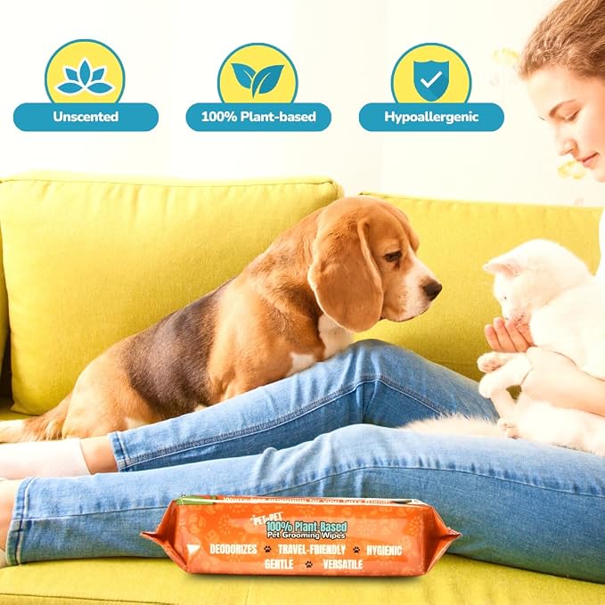 Pet N Pet Poop Bags For Dogs, 240 Counts Compostable Dog Poop Bags Rolls, Dog Bags For Poop + 100% Plant Based Dog Wipes for Paws and Butt, 100 Counts Dog Pet Wipes, 8" x 8" Hypoallergenic Wipes