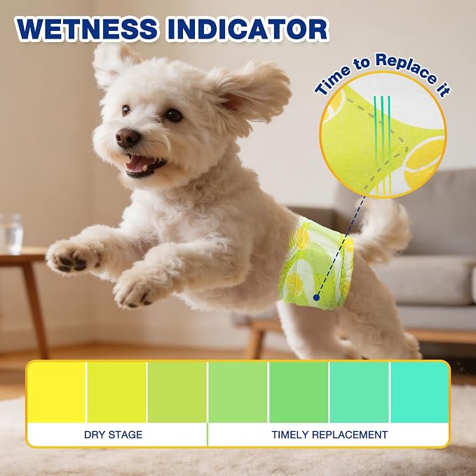 Dono Dog Diapers Male, Disposable Male Dog Wraps 60ct, Super Absorbent Doggie Diapers with Wetness Indicator, Leak-Proof Belly Band, Puppy Pampers for Excitable Urination, Incontinence, Small