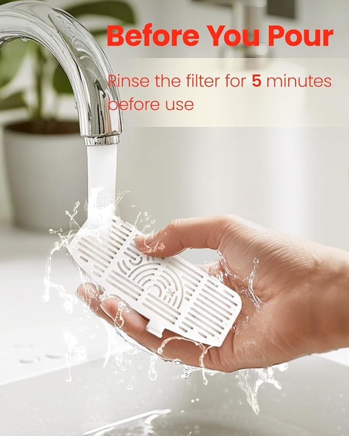 Cat Water Fountain with 6 Packs Pet Water Fountain Replacement Filters & Sponges Set