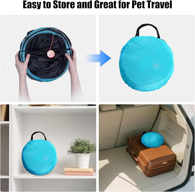 Bemodst Cat Tunnel for Indoor Cats, 5 Way Cat Tubes and Tunnels Collapsible S-Shape Small Animal Tubes Kitty Tunnels Interactive Maze Cat Toy for Kitten Rabbit Ferret - 5 Way
