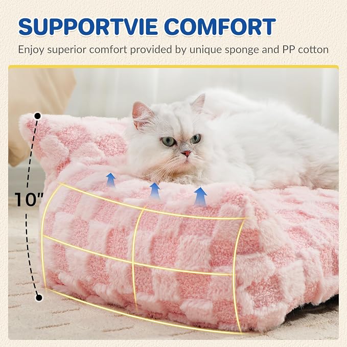 ABCPET Large Dog Bed Sofa, Fluffy Pet Bed for Medium and Large Dogs, Supportive Dog Couch Sofa for Dogs, Pet Sofas with Washable Cover & Non-Slip, 38 inch, Pink