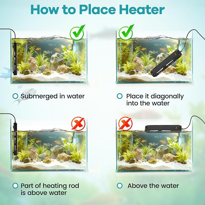hygger Aquarium Heater, 300W/500W/800W/1000W Submersible Fish Tank Heater with Temperature Controller, Over-Temperature Off-Water Protection Alarm for Saltwater Freshwater (800W, 80-200 Gallon)