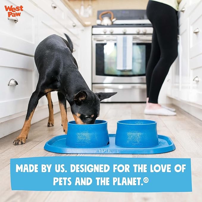 West Paw Seaflex Doggie Placemat – Less Mess Placemats for Dogs, Cats, Pets for Quiet Feeding – Eco-Friendly – Dishwasher Safe, Non-Toxic, Non-Slip – Raised Edges to Hold Dog Bowls, Tropic Red