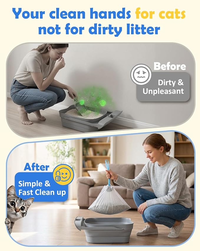 120 Count Automatic Cat Litter Box Liners Bags Compatible with NeakasaM1 Petpivot Autoscooper 11/12 and Similar Open-Top Self-Cleaning Cat Litter Box, Drawstring Handle Heavy Duty Leak-proof, 27*13in