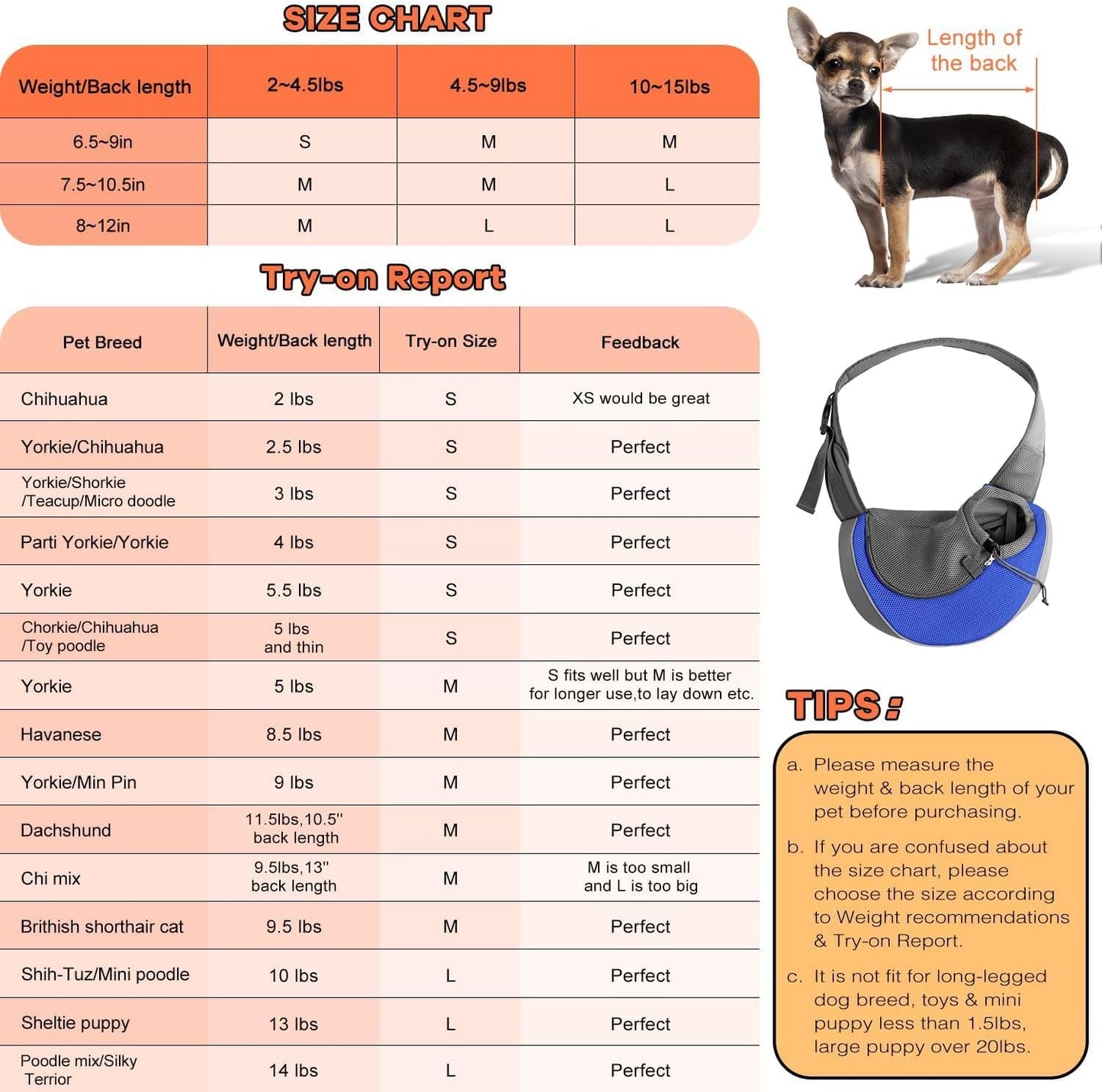 YUDODO Pet Sling Carrier for Small Dogs & Cats – Hands-Free Puppy Carrier with Safety Hook, Large Zipper Pocket, Soft Breathable Mesh, Adjustable Strap & Reflective Strip (Blue 1.0 S)