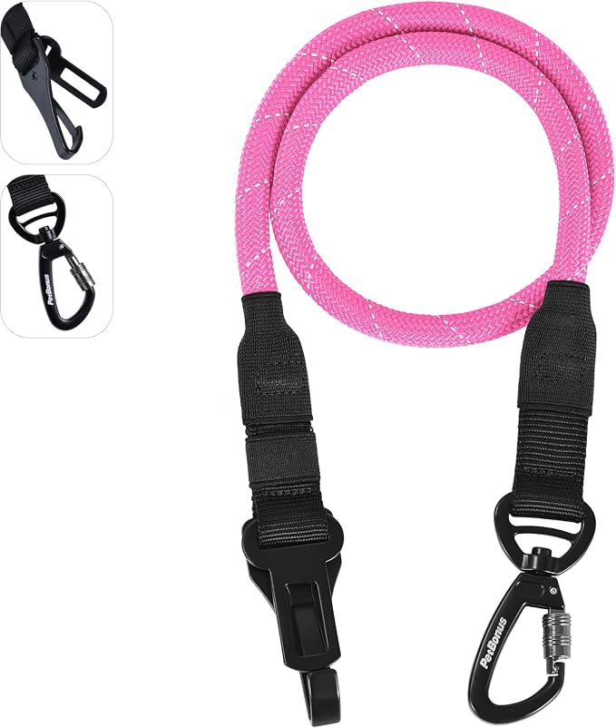 PetBonus Dog Seat Belt for Car and 2-Pack Silicone Collapsible Dog Bowls