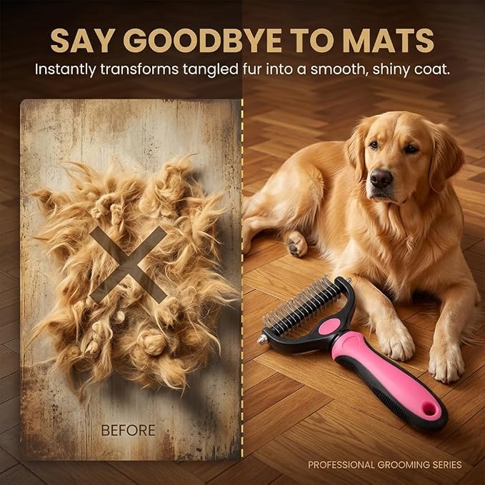 Universal Pet Detangling Comb for Dogs — Double-Sided Stainless Steel Grooming Tool for Coat Care, Dematting Comb for Dogs and Cats (1PC Blue)