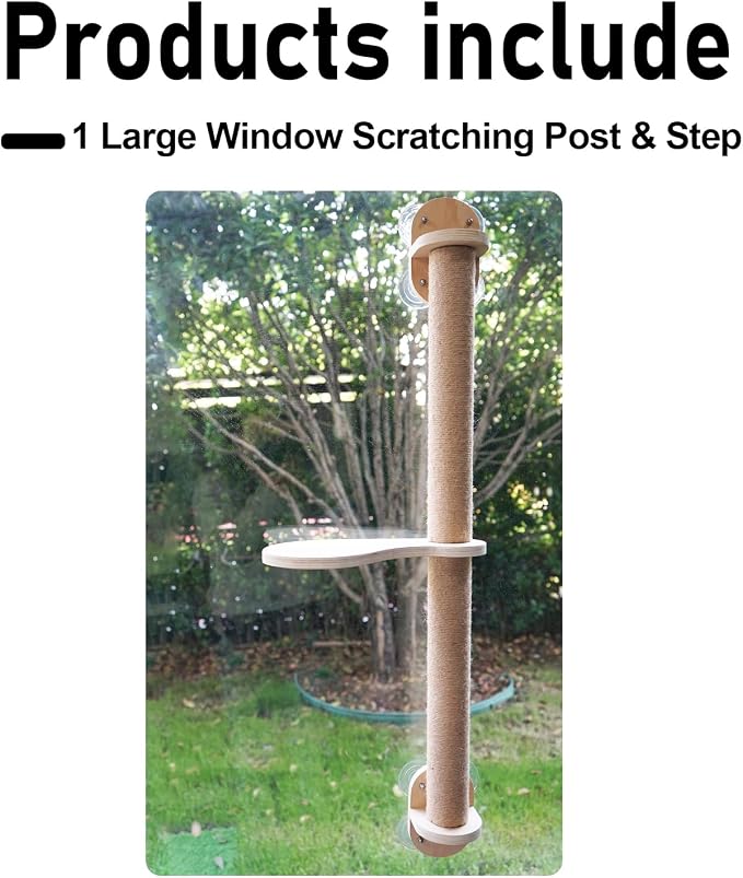 38.5in Scratching Post with Window Shelf Set - for Climbing, Sunbathing, Napping & Overlooking