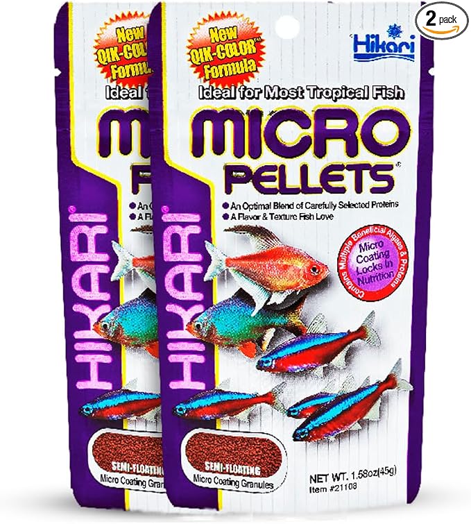 Hikari Tropical Micro Pellets for Tetras, Barbs, and Other Small-Mouthed Tropical Fish (1.58 Oz, Pack of 2) (2 Items)
