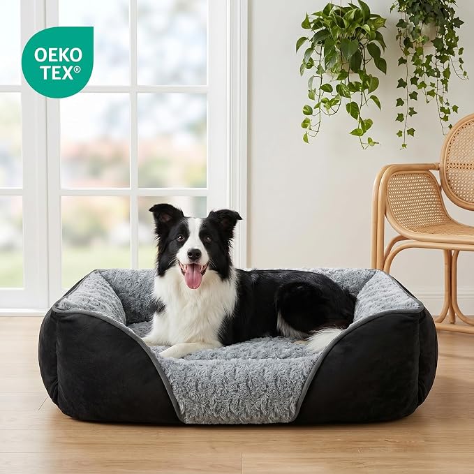 INVENHO XX-Large Dog Bed Rectangle Washable Orthopedic Soft Calming Sleeping Durable Pet Cuddler with Anti-Slip Bottom