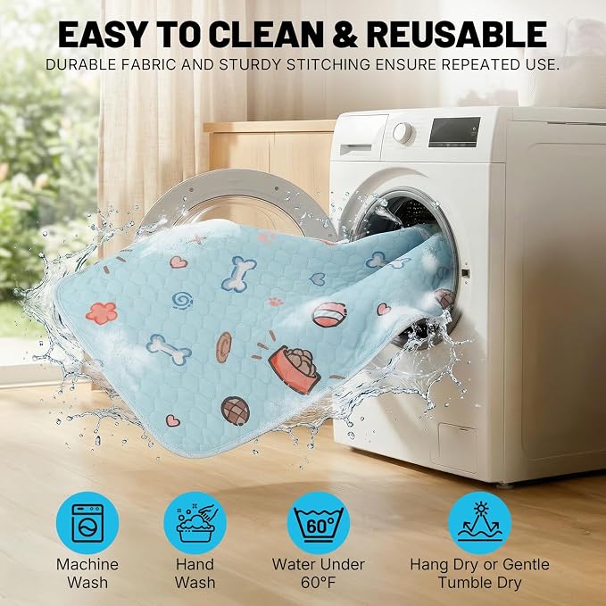 Extra Large Washable Pee Pads for Dogs and Cats,72x72In 5-Layer Ultra-Absorbent & Leak-Proof Potty Training Pads, Non-Slip Whelping Potty Pads for Housebreak Crates, Floors, Cars, Blue 1 Pack