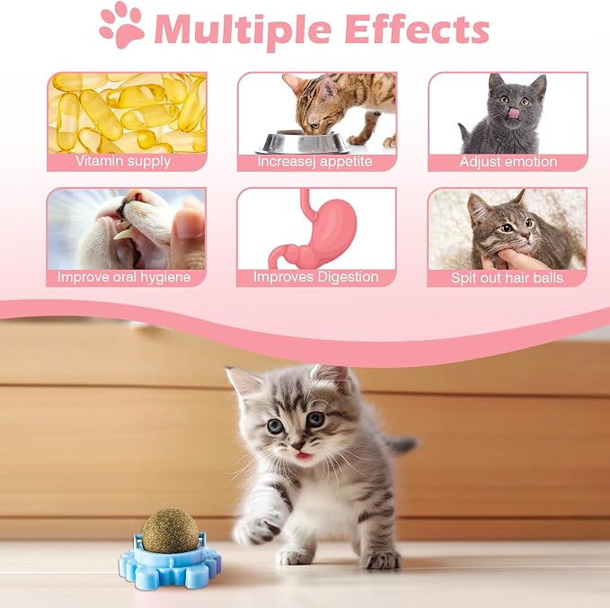 Catnip Balls for Cats Wall, Ball Rollerball, Avocado, Cat Nips Organic Ball, Mint Avocado, Supercle Catnip, Magic Cat Balls Stick On Wall Toy 4 Pack