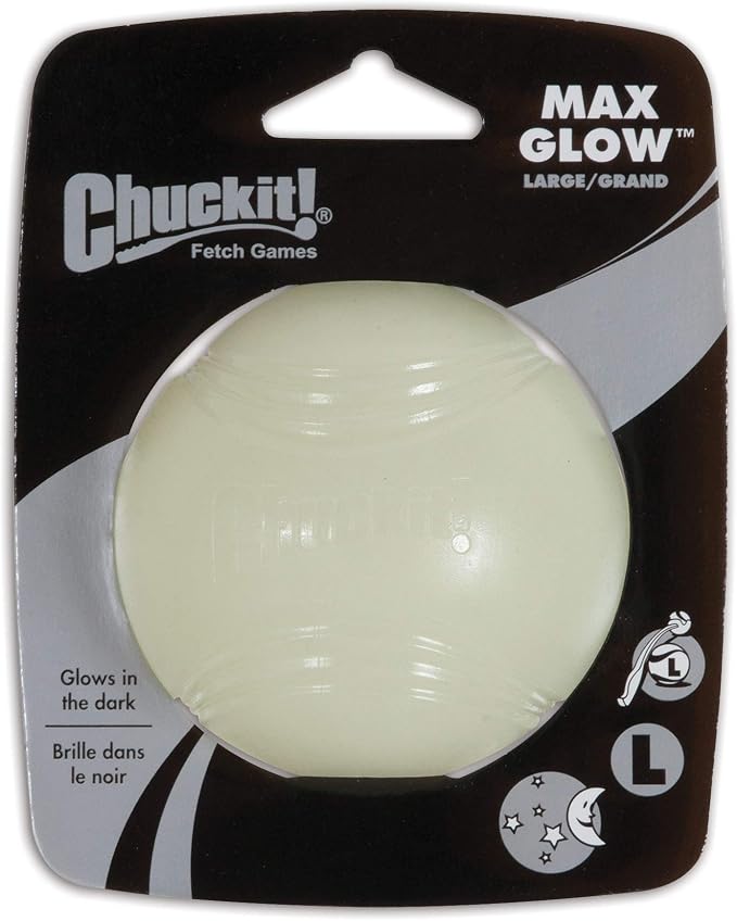 Chuckit! Max Glow Ball Bundle - Large 3 Inch Ball (1-Pack) & Medium 2.5 Inch Balls (2-Pack), Glow in the Dark Dog Toys