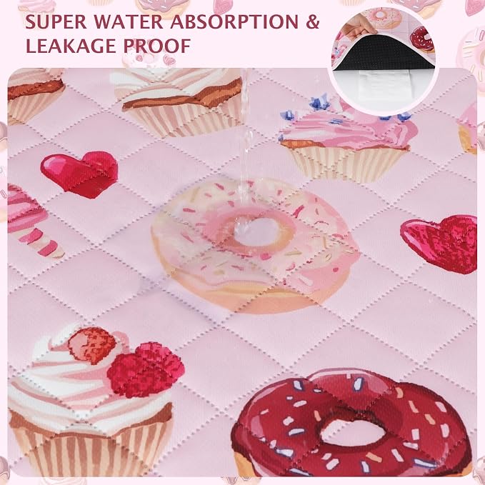 IEUUMLER Washable Pee Pads for Dogs, 1 Pack Cake Pattern Reusable Waterproof Puppy Potty Pads, Non-Slip Absorbent Pet Training Pads for Playpen Crate Bed EU015 Pink Cake, 63x63