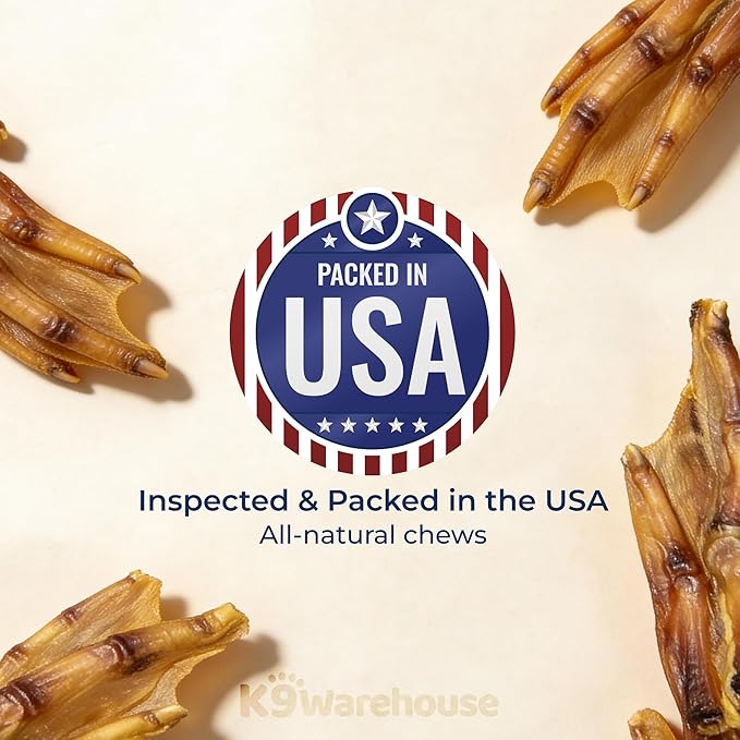 K9warehouse Duck Feet for Dogs – High Protein Dehydrated Dog Treats, Natural Crunchy Chews with Collagen, Glucosamine & Chondroitin for Joint & Hip Health, Dental Care, Small to Large Breeds (10 pcs)