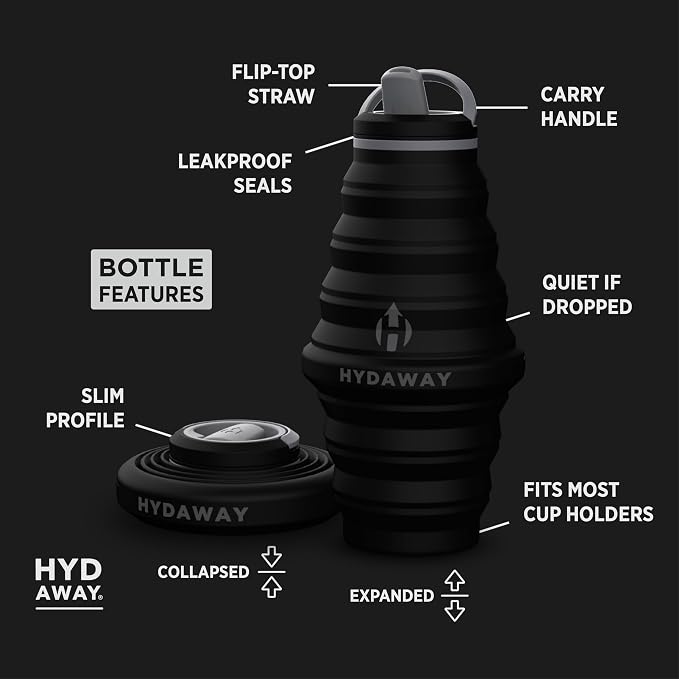 HYDAWAY 25oz Collapsible Water Bottle - BPA-Free, Leakproof, Lightweight, and Space-Saving - Perfect for Hiking, Travel, and All-Day Hydration
