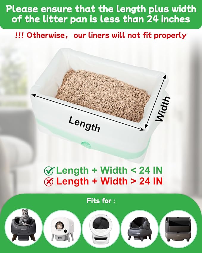 140 Count Cat Litter Bags Liners, Pre-separated Litter Robot Bags for Automatic Litter Boxes & Litter Robot 4/5/3, Thick 10-12 Gal Cat Waste Bags with Strong Ties, Fits Pans Under 24"