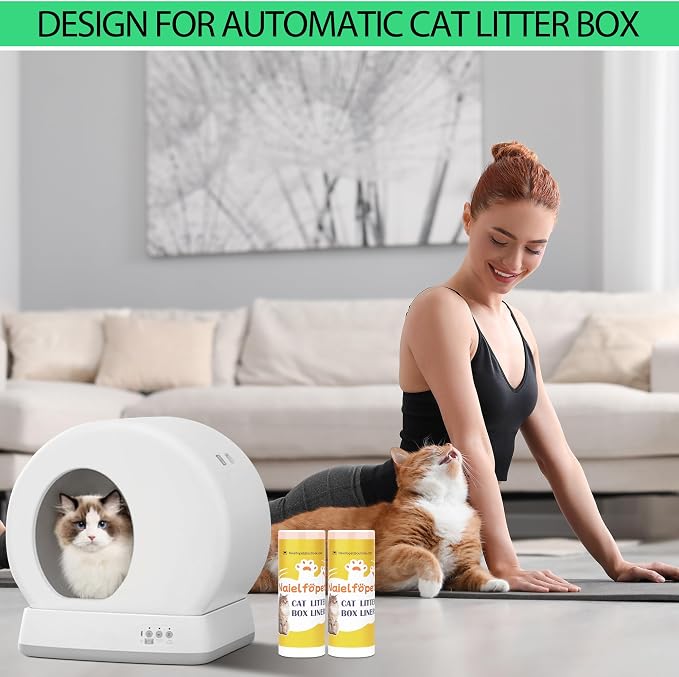 40 Count 18" x 12.6" Cat Litter Box Liners, Replaced Trash Bags Fit for Cat Litter Box MW-SC01/MW-SC02/MW-LR01, Drawstring Waste Drawer Liners for Automatic Litter Box