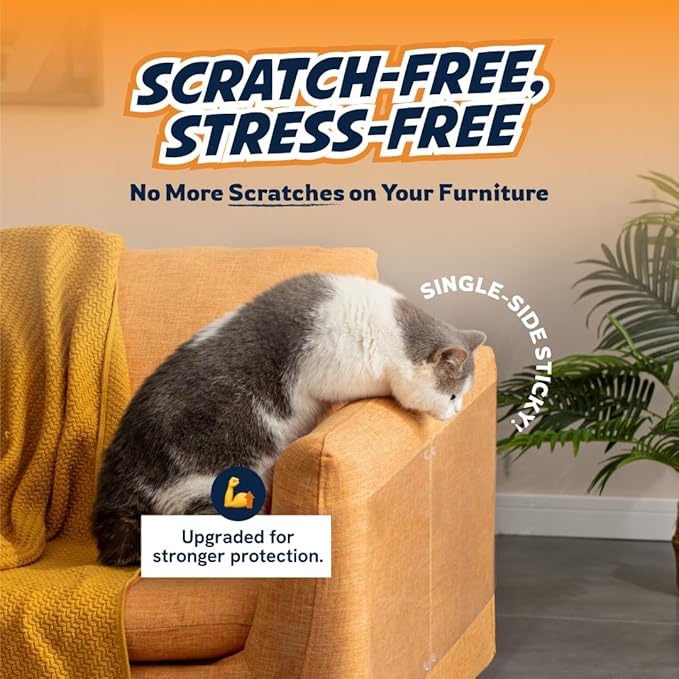 12 Pack Cat Scratch Furniture Protector Sheets – Matte Finish Couch & Sofa Guard from Cat Claws – Easy Apply, Removable, with Twist Pins (6 XL + 6 Large)
