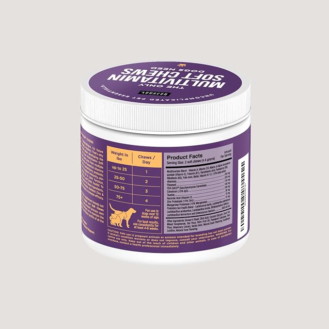 Natural Rapport Dog Multivitamin - The Only Multivitamin Soft Chews that Dogs Need - 120ct Contain Zinc, and Manganese to Support Functions and Keep Dog Healthy