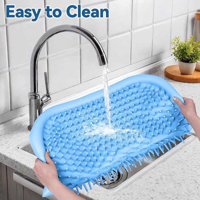 Snuffle Mat for Dogs, 23.6" x 23.6" Silicone Dog Feeding Mat Sniffing Interactive Feeding Game Encourages Natural Foraging Slow Feeder for Small/Medium/Large Dogs, Indoor & Outdoor (Blue)