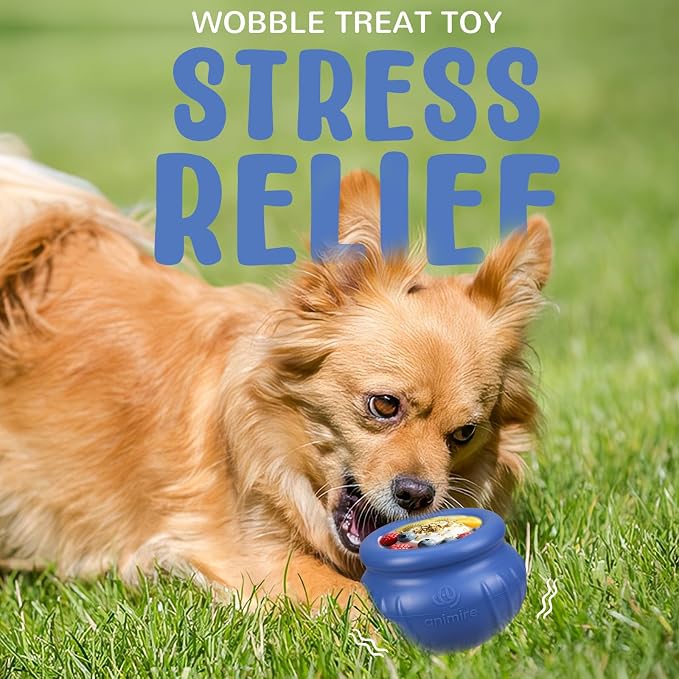 Wobbly Dog Enrichment Lick Toy, Stuffable Frozen Lick Bowl to Keep Dogs Busy, Long-Lasting Interactive Treat Dispensing Dog Toy, Silicone Fetch Catch Chew Toy(Dark Blue,M)