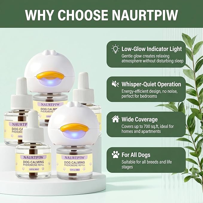 Dog Calming Diffuser 10 Pack (2 Plug-in Diffusers + 8 Refills), 240 Days Supply, Dog Pheromone Diffuser for Anxiety Relief, Reduce Barking, Chewing, Aggression, Indoor Urination & Separation Anxiety