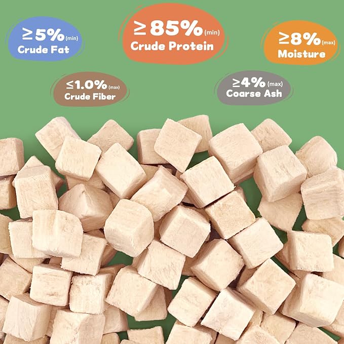 Freeze Dried Chicken Cat & Dog Treats 7.1 OZ – Single Ingredient Chicken Cubes High Protein, Bite-Sized Grain-Free Pet Training Snacks for Small Dogs Cats
