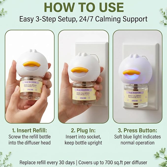 Dog Calming Diffuser 10 Pack (2 Plug-in Diffusers + 8 Refills), 240 Days Supply, Dog Pheromone Diffuser for Anxiety Relief, Reduce Barking, Chewing, Aggression, Indoor Urination & Separation Anxiety