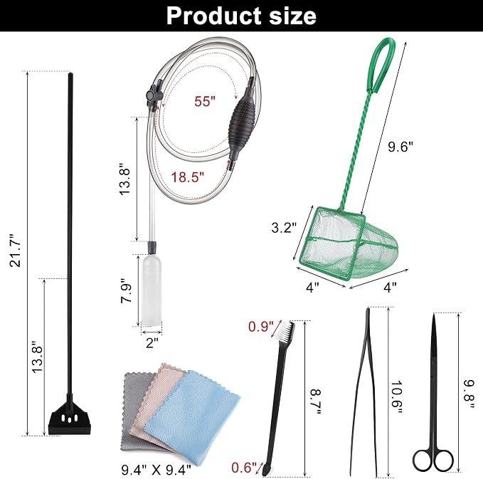 7 Pieces Fish Tank Vacuum Gravel Cleaner Kit with Aquarium Cleaning Kit, Gravel Vacuum for Aquarium Water Change and Remove Dirt Sand