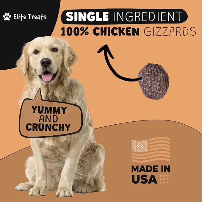 Chicken Gizzard Chips: Dogs All Natural Training Treats | Made in USA | Single Ingredient | Healthy Treats | for Puppies, Small, Medium & Large Breeds (Chicken Gizzard Chips 6 oz)