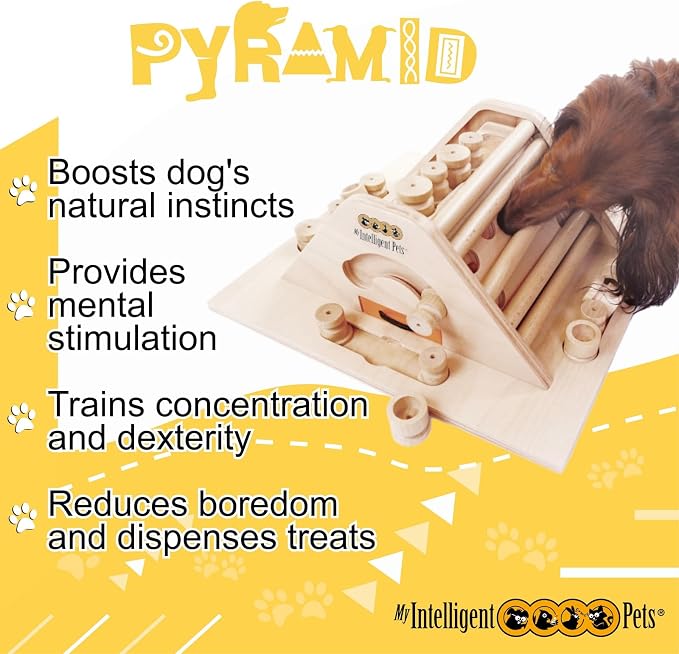 Interactive Dog Toys for Mental Stimulation - Treat Dispenser Dog Puzzle Toy, Enrichment Toys - Puzzle Feeder Dogs Training Toy - Pyramid