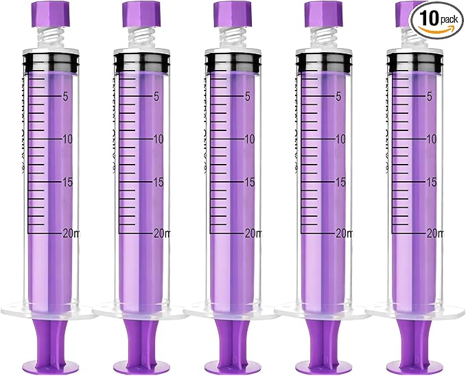 20ml Syringe with Cap, 20cc Plastic Syringes for Liquid, Feeding, Individually Wrapped 10 Pack