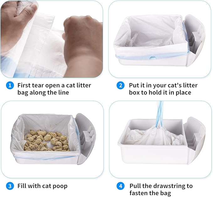 120 Count Extra Large Cat Litter Box Liners, Cat Litter Waste Receptacles Bags for Cleanpethome/BCHARYA Self-Cleaning Litter Box