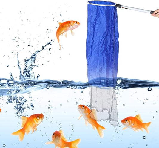 Aquarium Fish Net, Soft Fish Transfer Net Long Koi Tansfer Mesh Basket with 20-inch Long Handle for Medium Large Fish Spawning, Breeding, Care & Transfer(Diameter 30CM)