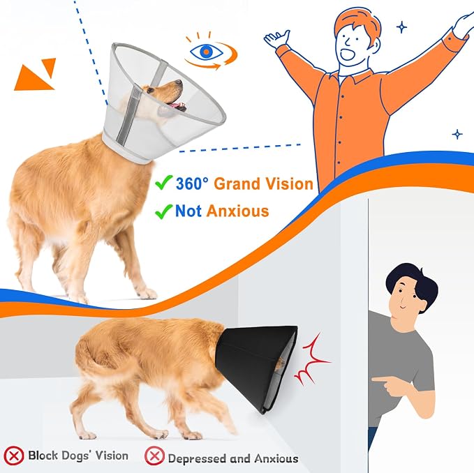 Breathable Mesh Dog Cone Collar for Surgery, Soft Elizabethan Recovery Alternative to Stop Licking,Pet Neck Collar for Large Medium Small Breeds, M