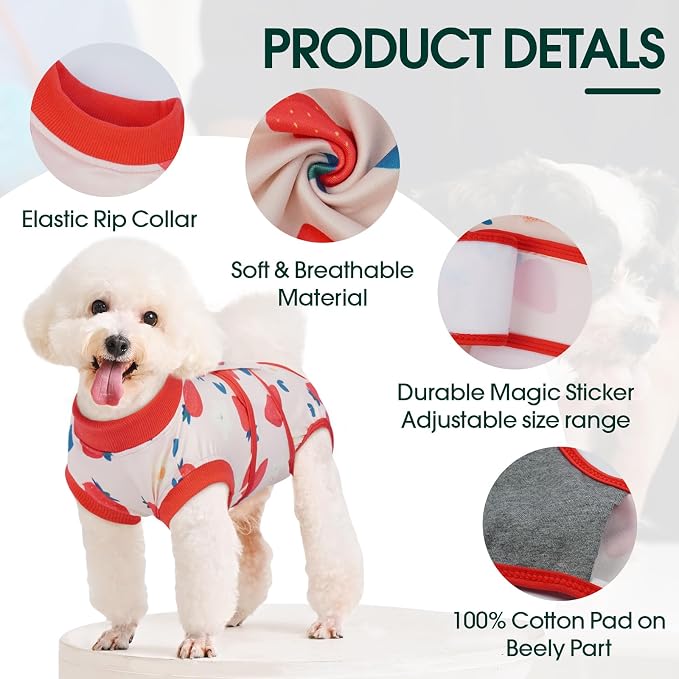 Kuoser Dog Surgery Recovery Suit, Pet Recovery Suit for Dogs Female Male Spay Neuter, Anti-Licking Dog Surgical Onesie for Abdominal Wounds Skin Issues, Dogs Bodysuit Cone E-Collar Alternative, L