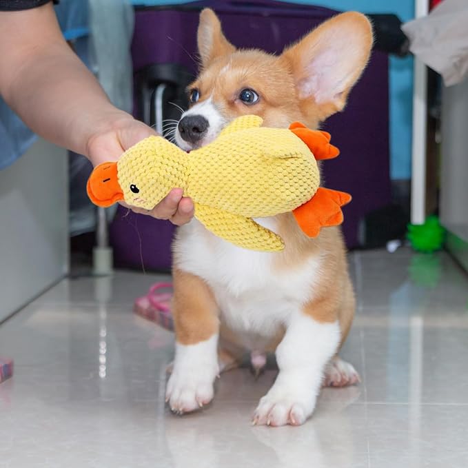 Dog Calming Duck Toys,2026 New Calming Toy for Dogs, Dog Toys for Aggressive Chewers with Soft Squeaker, Fun for Indoor Puppies and Senior Pups（Yellow）